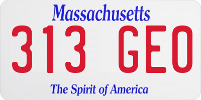 MA license plate 313GE0