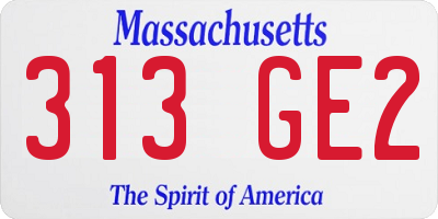 MA license plate 313GE2