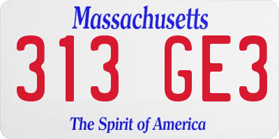 MA license plate 313GE3
