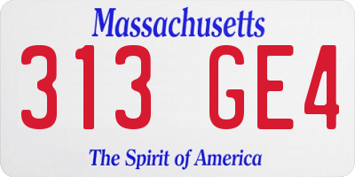 MA license plate 313GE4