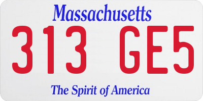 MA license plate 313GE5