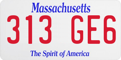 MA license plate 313GE6