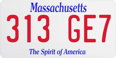 MA license plate 313GE7