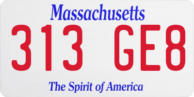 MA license plate 313GE8