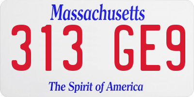 MA license plate 313GE9