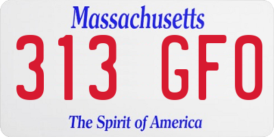 MA license plate 313GF0