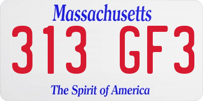 MA license plate 313GF3