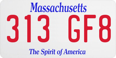 MA license plate 313GF8