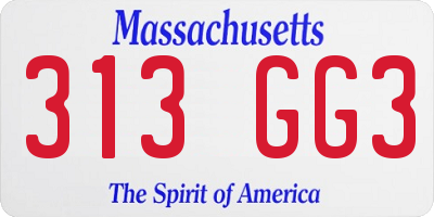 MA license plate 313GG3