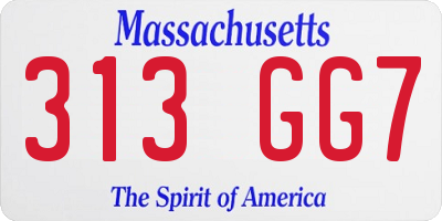 MA license plate 313GG7
