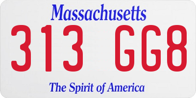 MA license plate 313GG8