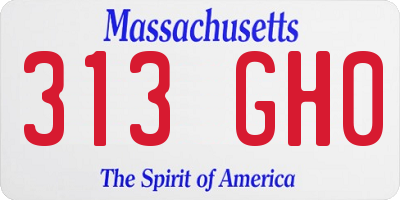 MA license plate 313GH0