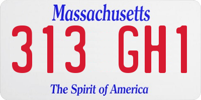 MA license plate 313GH1