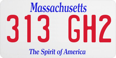 MA license plate 313GH2