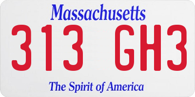 MA license plate 313GH3