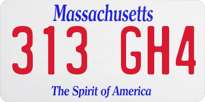 MA license plate 313GH4