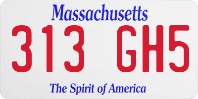MA license plate 313GH5
