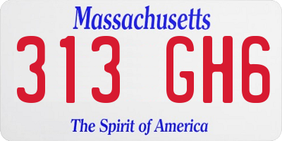 MA license plate 313GH6