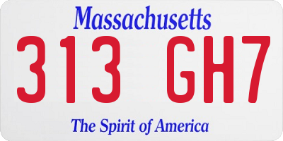 MA license plate 313GH7