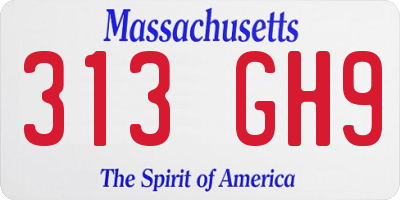 MA license plate 313GH9