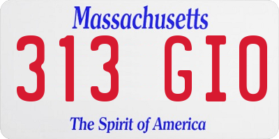 MA license plate 313GI0