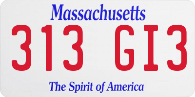 MA license plate 313GI3