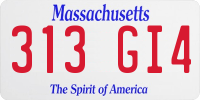 MA license plate 313GI4