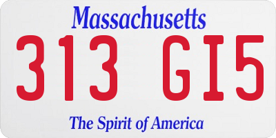 MA license plate 313GI5