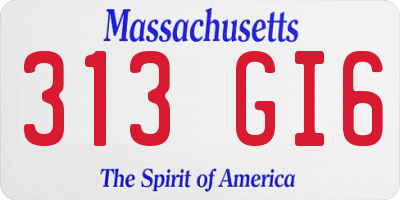 MA license plate 313GI6