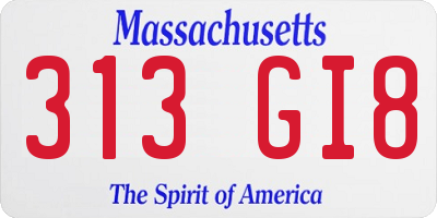 MA license plate 313GI8