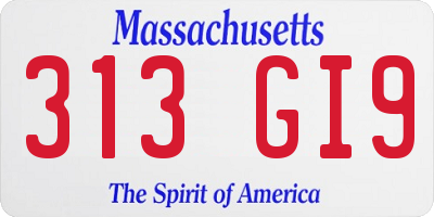MA license plate 313GI9
