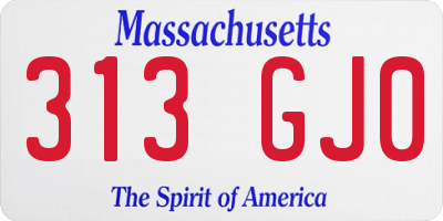 MA license plate 313GJ0