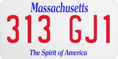 MA license plate 313GJ1