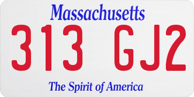 MA license plate 313GJ2