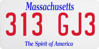 MA license plate 313GJ3