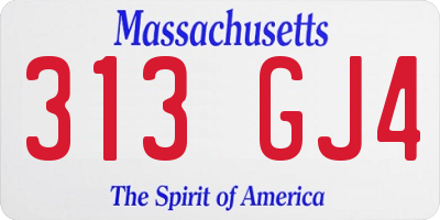 MA license plate 313GJ4