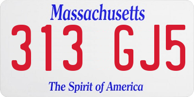 MA license plate 313GJ5