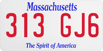 MA license plate 313GJ6