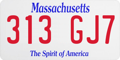 MA license plate 313GJ7
