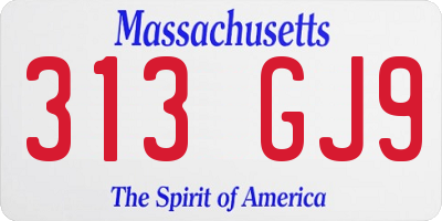 MA license plate 313GJ9