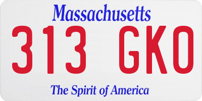 MA license plate 313GK0