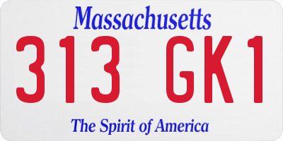 MA license plate 313GK1