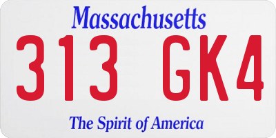 MA license plate 313GK4