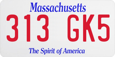 MA license plate 313GK5