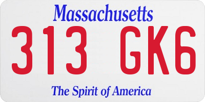 MA license plate 313GK6