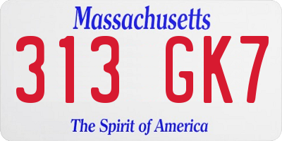 MA license plate 313GK7