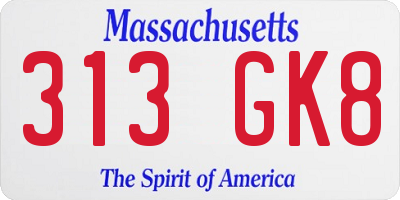 MA license plate 313GK8