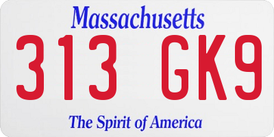 MA license plate 313GK9