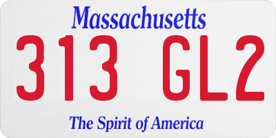 MA license plate 313GL2