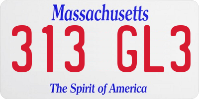 MA license plate 313GL3